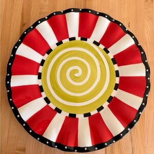 Mud Pie Red and Yellow Striped Serving Platter
